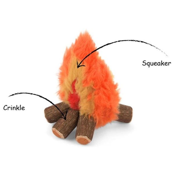 P.L.A.Y. Camp Corbin Collection | Features of Camp Corbin Cozy Campfire plush dog toy