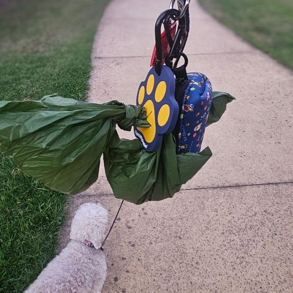 Lily with the First Paw Poop Bag Carrier