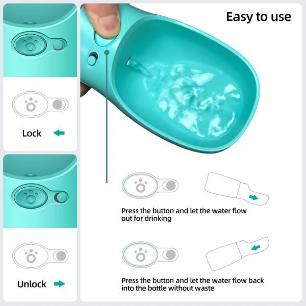 Steps how to use the Pawcurement Dog Water Bottle