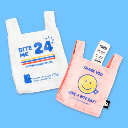 BITE ME Crinkle Shopping Bag dog toy available in White and Pink colour options.