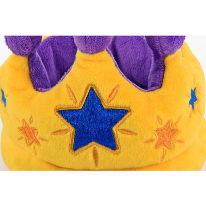 Close-up view of P.L.A.Y. Party Time Canine Crown plush dog toy