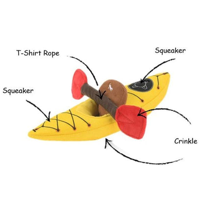 P.L.A.Y. Camp Corbin Collection | Features of Camp Corbin K9 Kayak plush dog toy