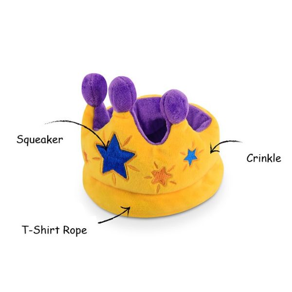 Features of P.L.A.Y. Party Time Canine Crown plush dog toy