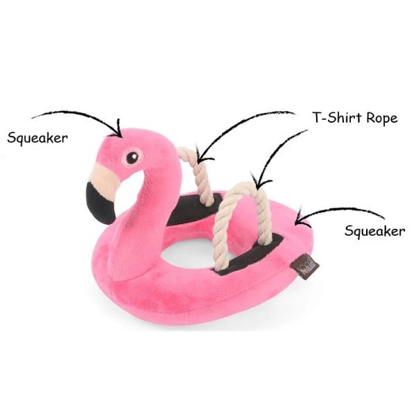 Features of P.L.A.Y. Tropical Paradise Flamingo Float Dog Toy