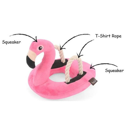 Features of P.L.A.Y. Tropical Paradise Flamingo Float Dog Toy