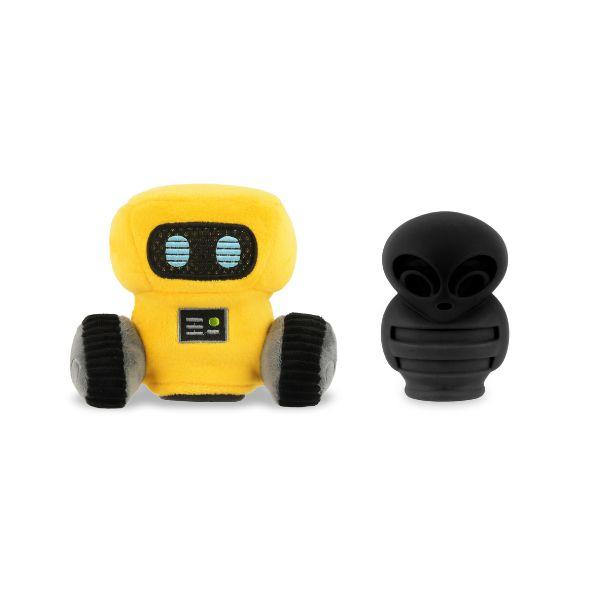 P.L.A.Y. Alien Buddy Robo-Rover dog toy displayed with matching black alien figure showing fun space-themed design.