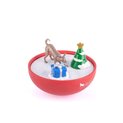 P.L.A.Y. Wobble Ball 2.0 Holiday Edition Red Dog Toy with Festive Inserts
