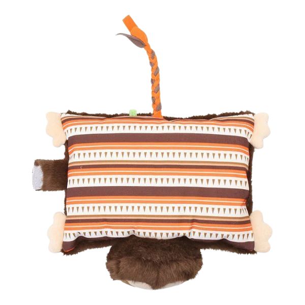 ROOP friendee Latin Slaw Bottom Up dog toy with striped design and bone-shaped corners