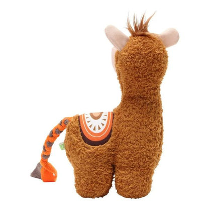 ROOP Friendee Latin Pacos alpaca dog toy back view showing braided tail and soft brown fur